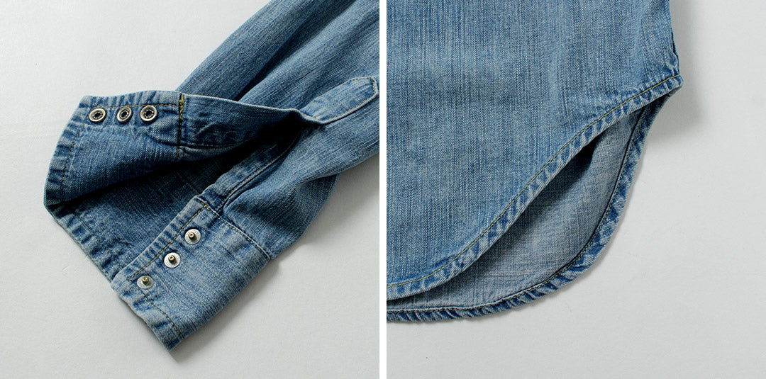 REMI RELIEF / 8.5oz Denim Western Shirt Sawtooth Flap Used Finish