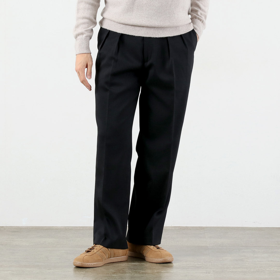 FANTASTICDAYS / Polyester Wool Twill Wide 2-Pleated Slacks