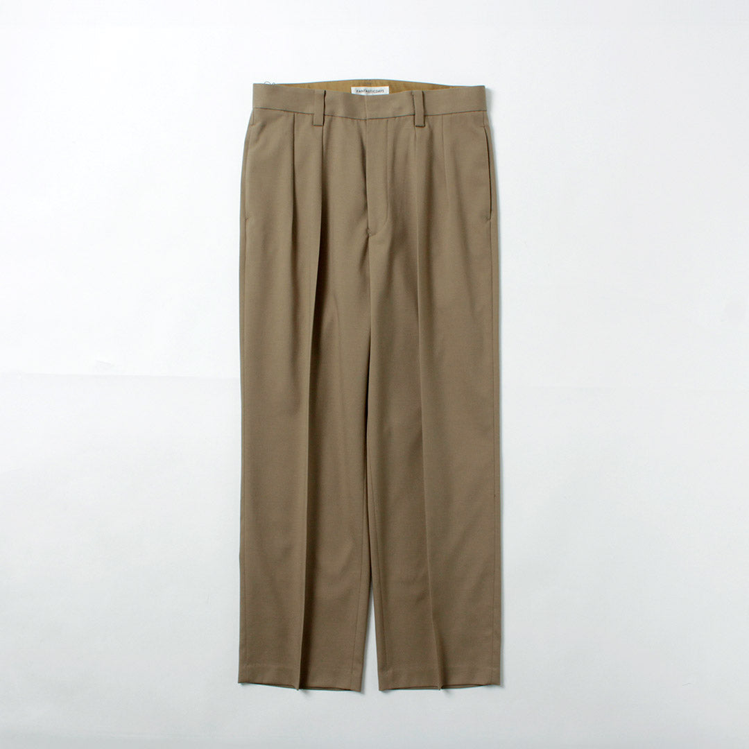 FANTASTICDAYS / Polyester Wool Twill Wide 2-Pleated Slacks