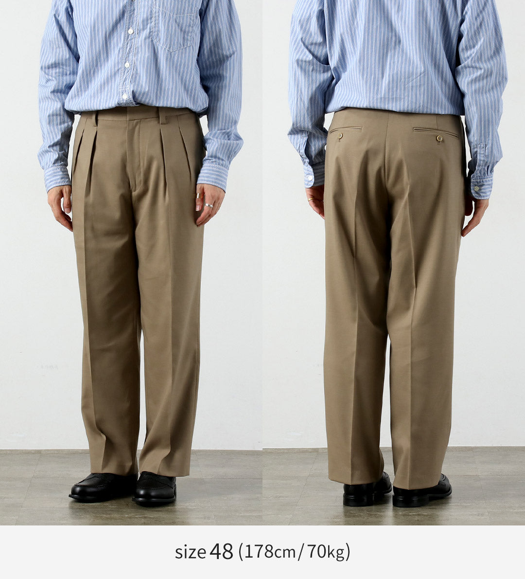 FANTASTICDAYS / Polyester Wool Twill Wide 2-Pleated Slacks