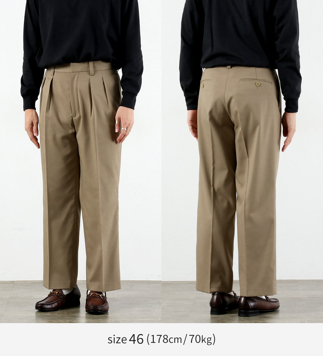 FANTASTICDAYS / Polyester Wool Twill Wide 2-Pleated Slacks
