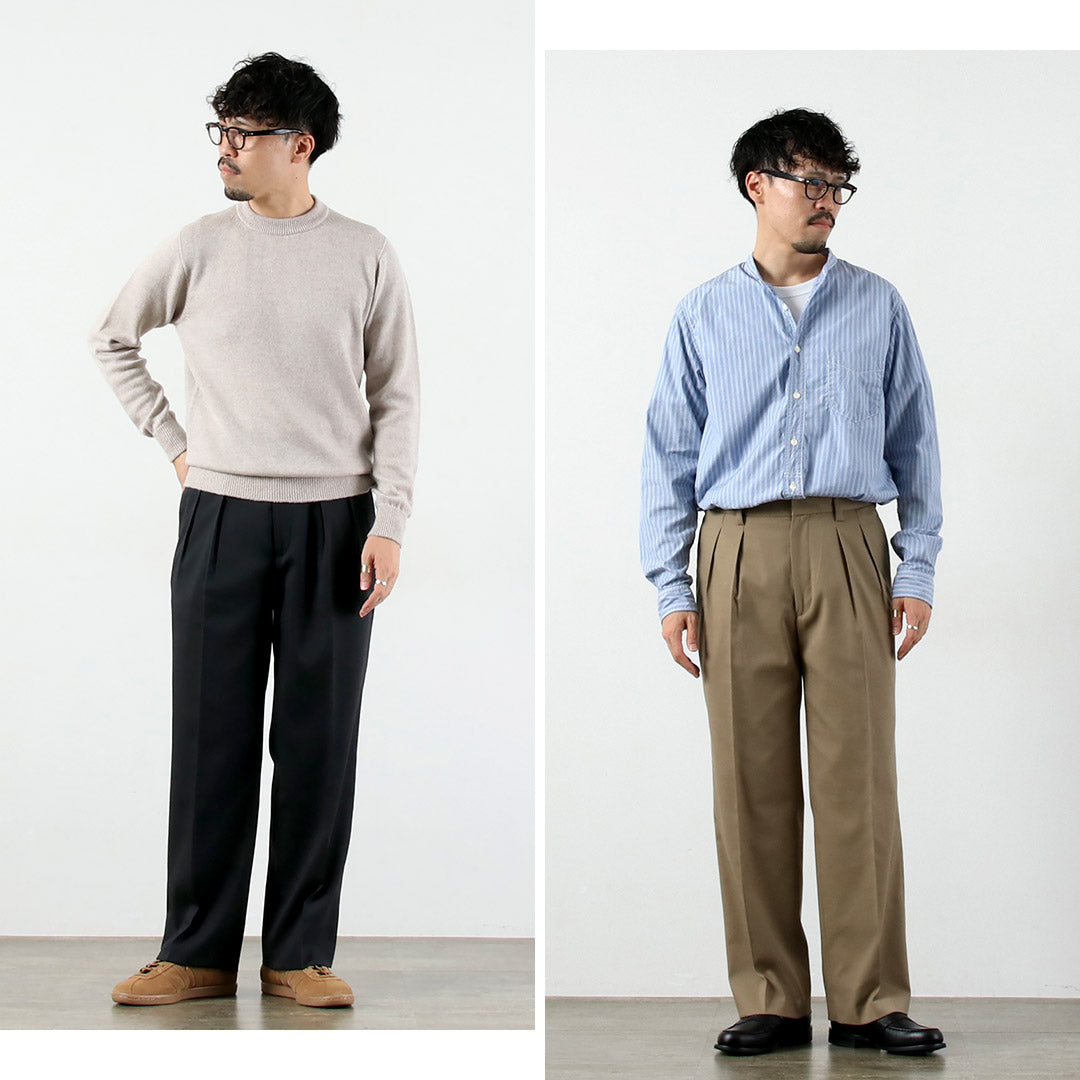 FANTASTICDAYS / Polyester Wool Twill Wide 2-Pleated Slacks