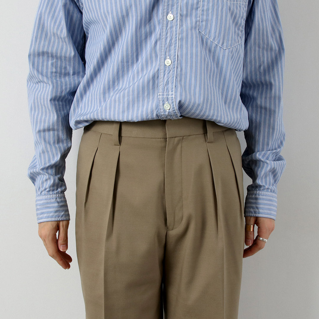 FANTASTICDAYS / Polyester Wool Twill Wide 2-Pleated Slacks