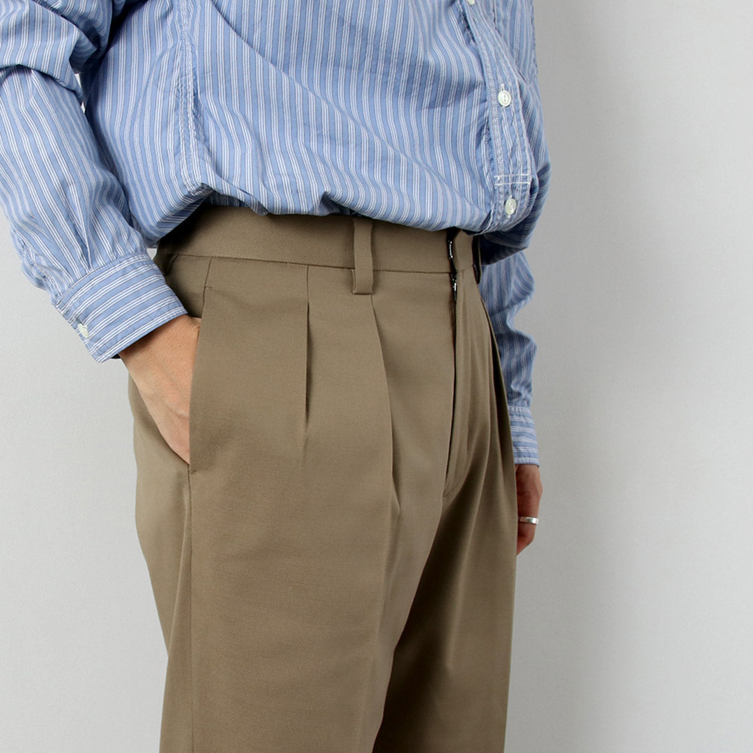 FANTASTICDAYS / Polyester Wool Twill Wide 2-Pleated Slacks