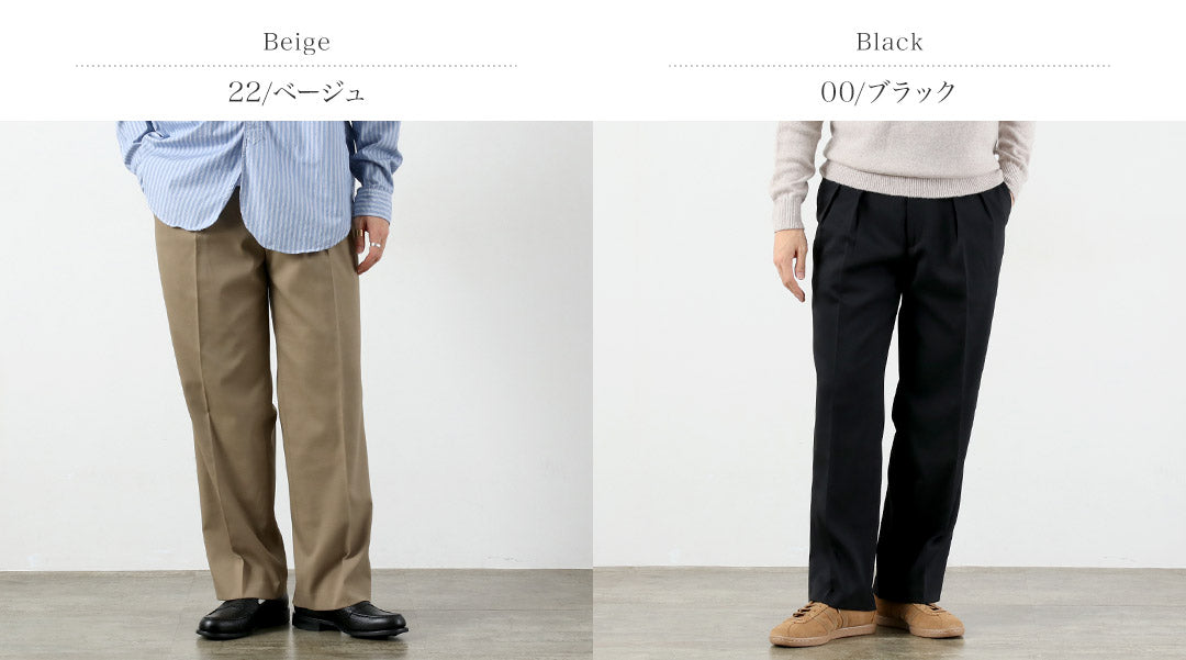 FANTASTICDAYS / Polyester Wool Twill Wide 2-Pleated Slacks
