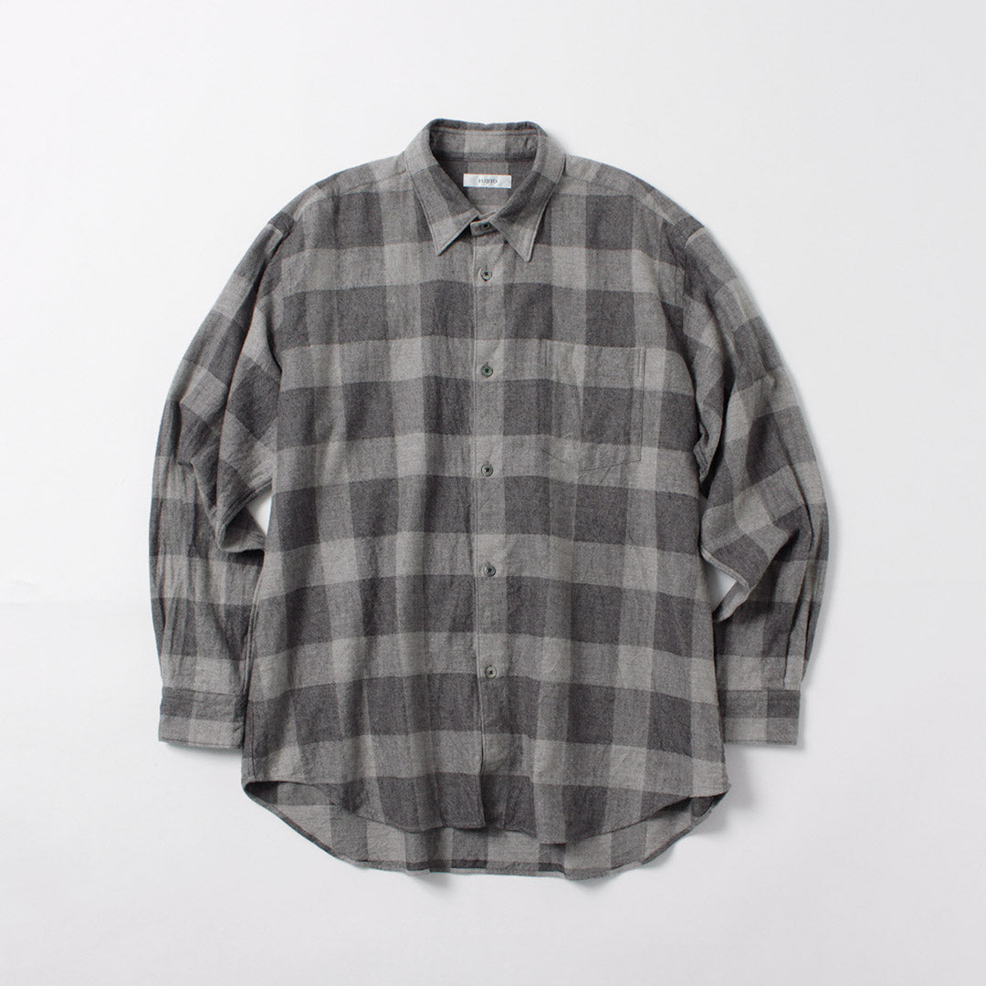 FUJITO / Cotton/Yak Block Check Big Size Shirt