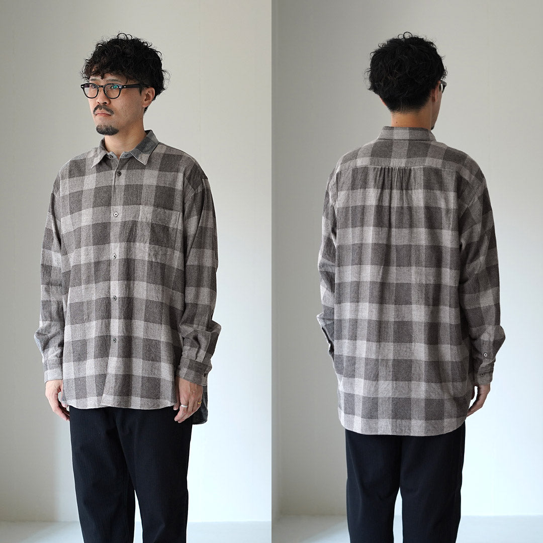FUJITO / Cotton/Yak Block Check Big Size Shirt