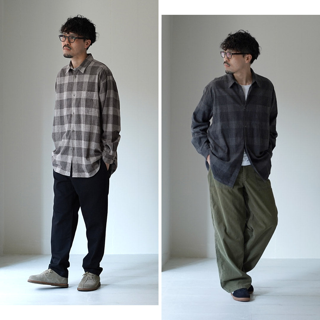 FUJITO / Cotton/Yak Block Check Big Size Shirt