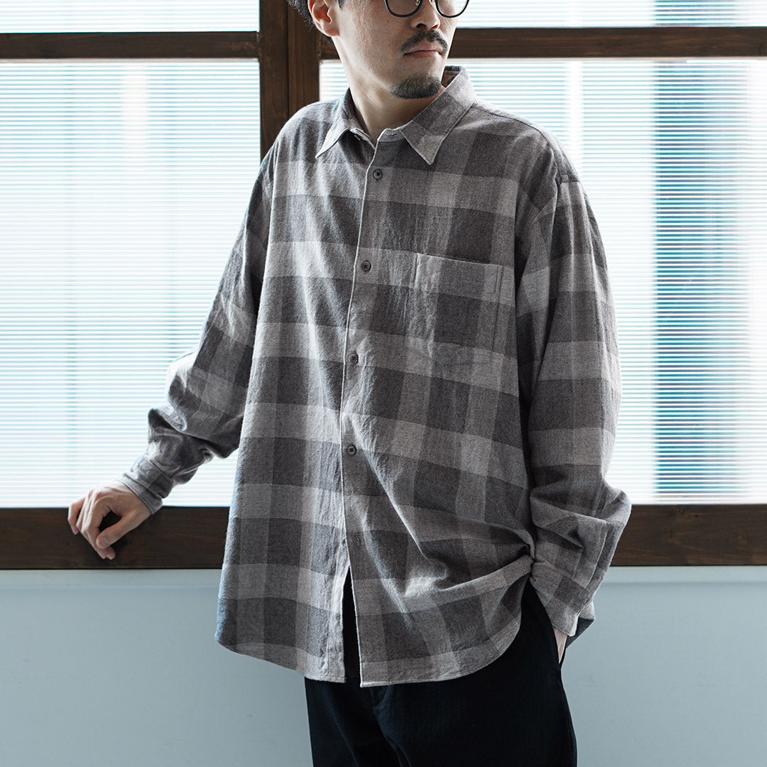 FUJITO / Cotton/Yak Block Check Big Size Shirt
