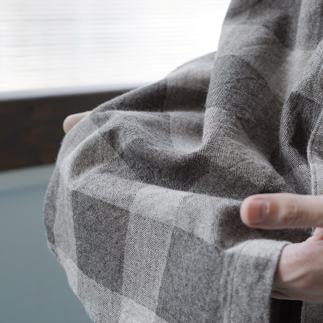 FUJITO / Cotton/Yak Block Check Big Size Shirt