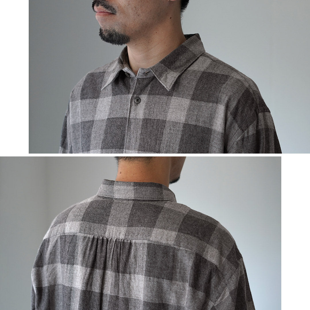 FUJITO / Cotton/Yak Block Check Big Size Shirt