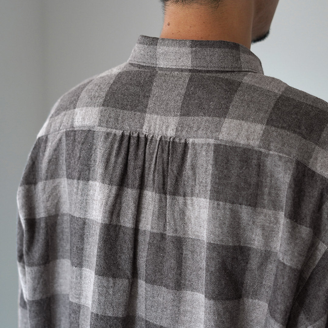 FUJITO / Cotton/Yak Block Check Big Size Shirt