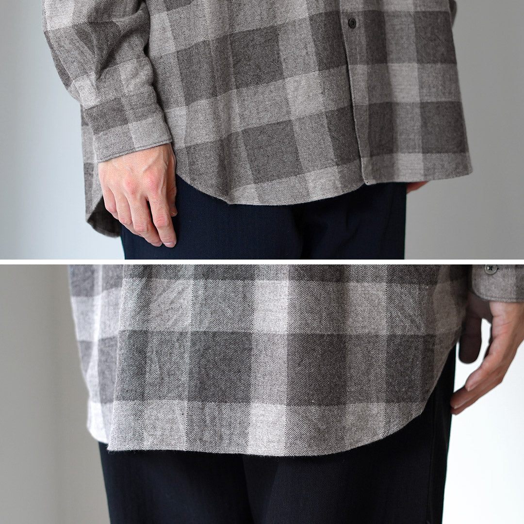 FUJITO / Cotton/Yak Block Check Big Size Shirt