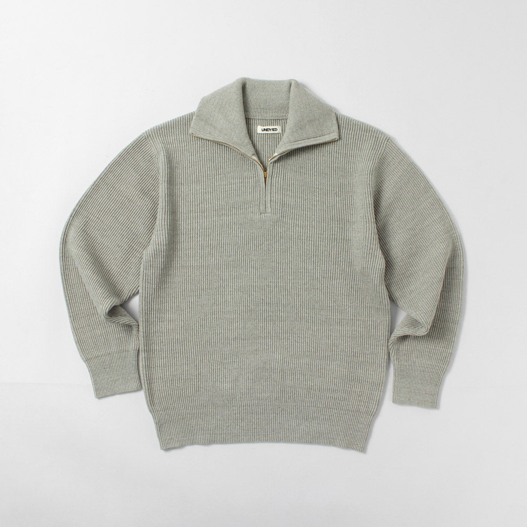 SIN TEÑIR / Punto canalé Punto con media cremallera en algodón orgánico