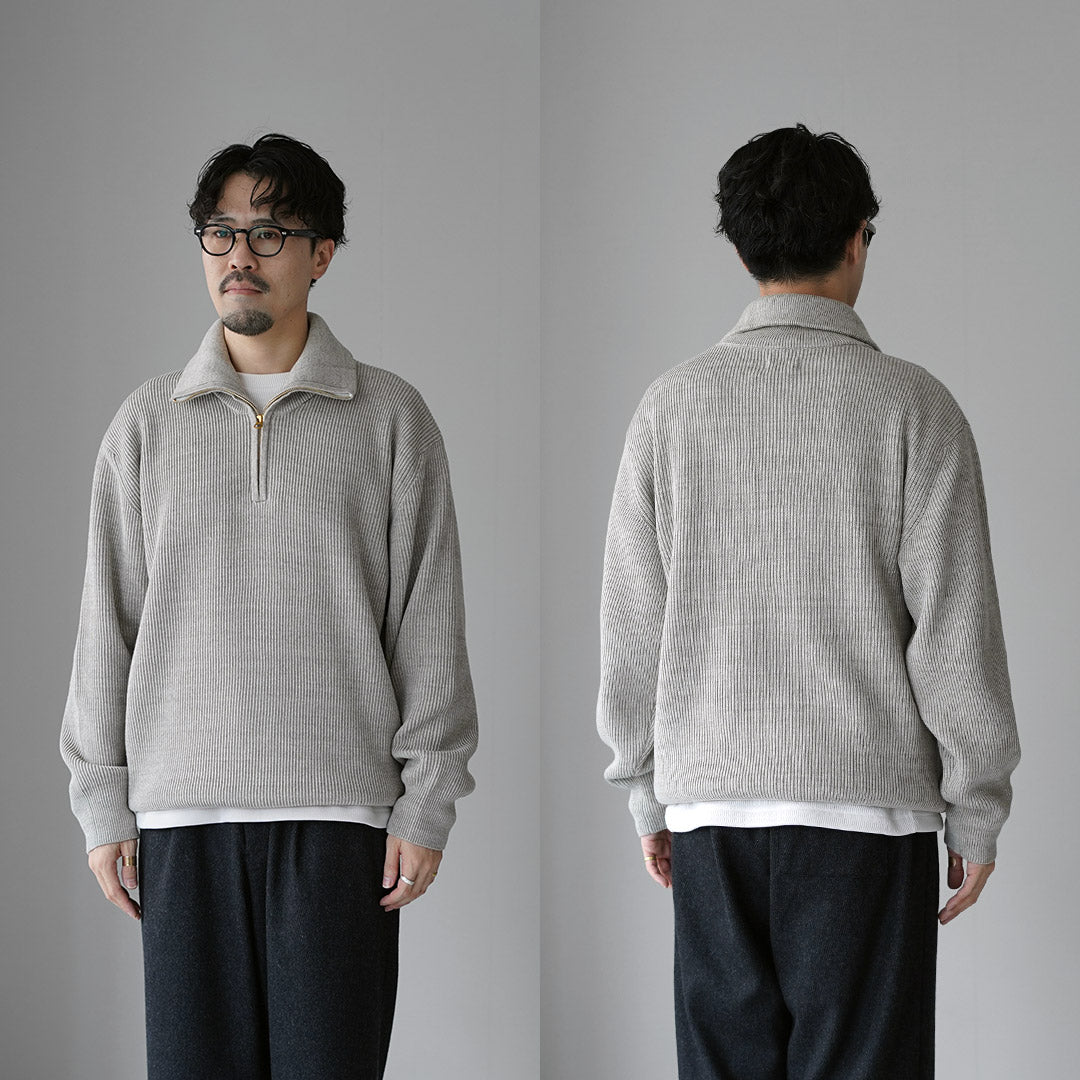 SIN TEÑIR / Punto canalé Punto con media cremallera en algodón orgánico