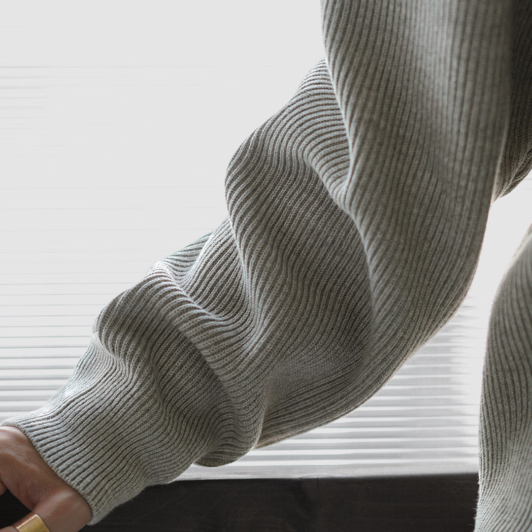 SIN TEÑIR / Punto canalé Punto con media cremallera en algodón orgánico