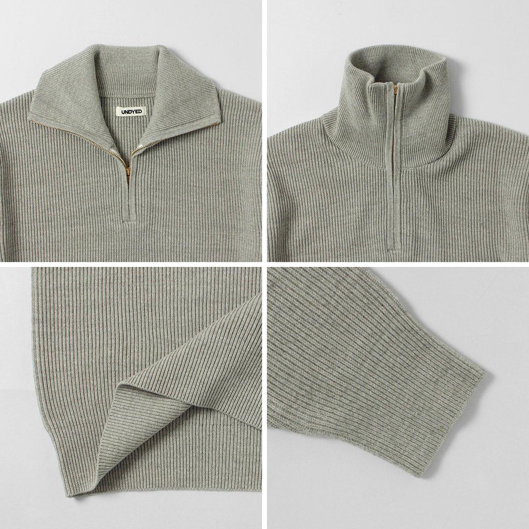 SIN TEÑIR / Punto canalé Punto con media cremallera en algodón orgánico