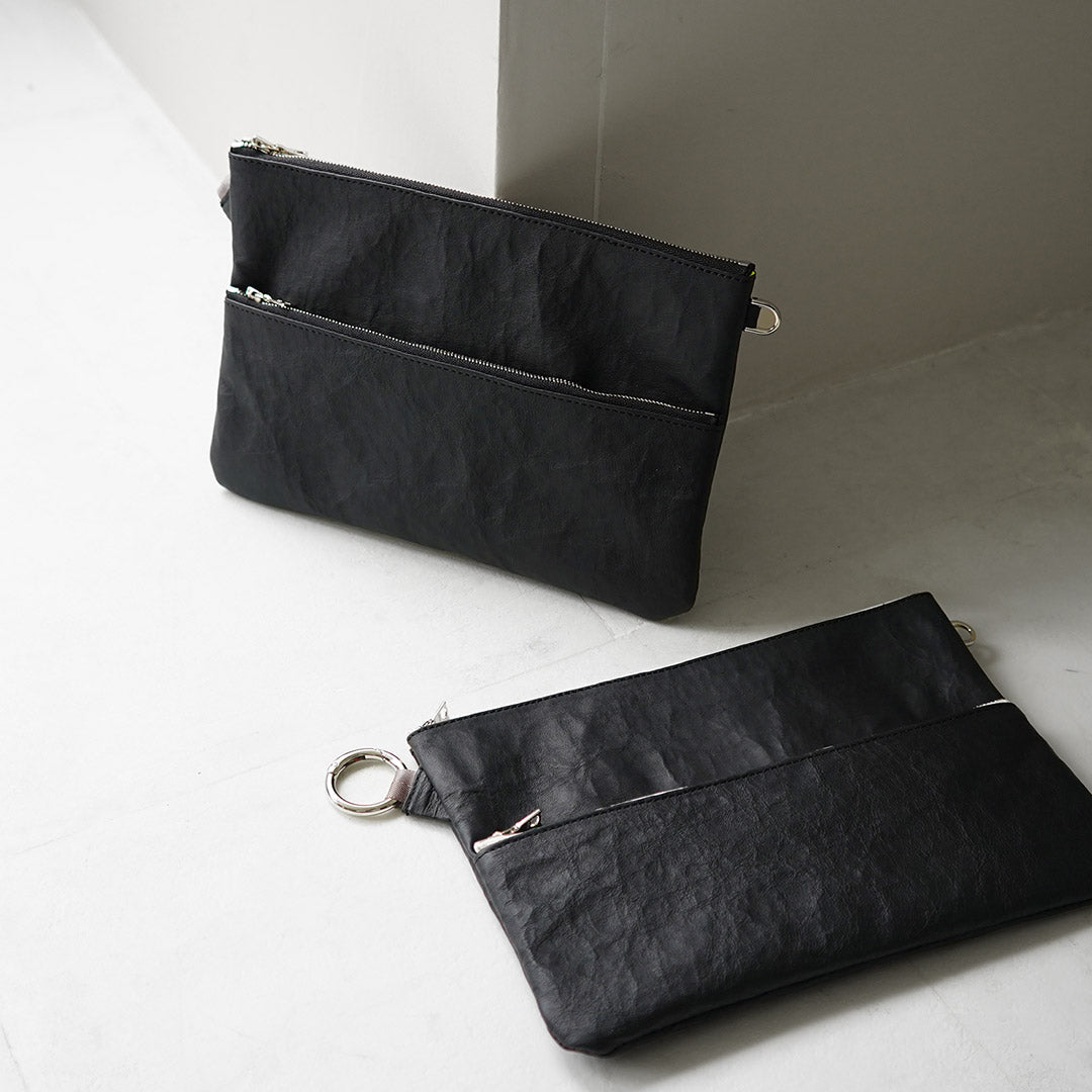SENTI / Dyneema Leather Double Zip Pouch LL