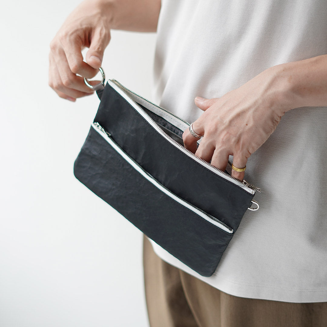 SENTI / Dyneema Leather Double Zip Pouch LL