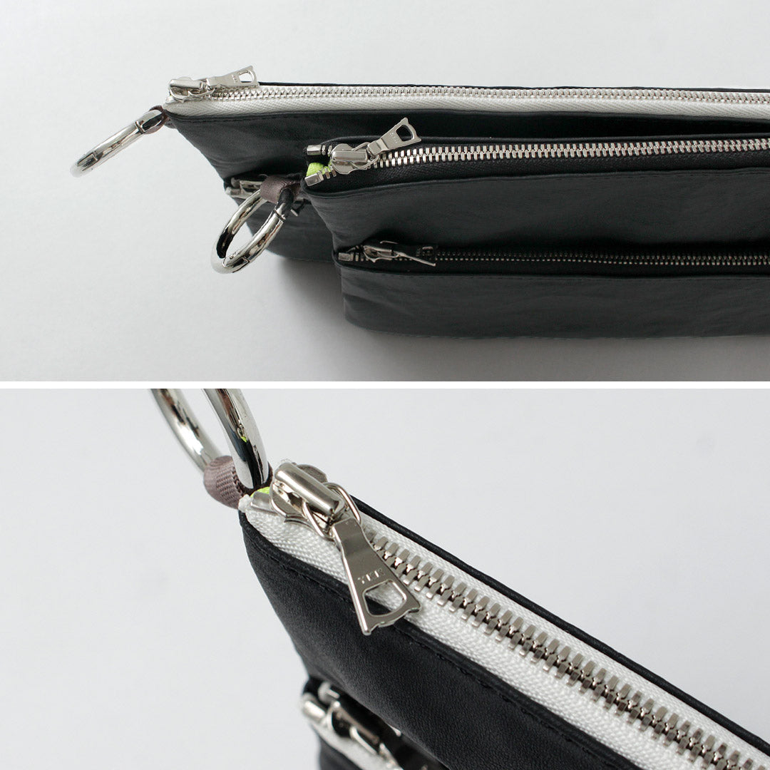 SENTI / Dyneema Leather Double Zip Pouch LL