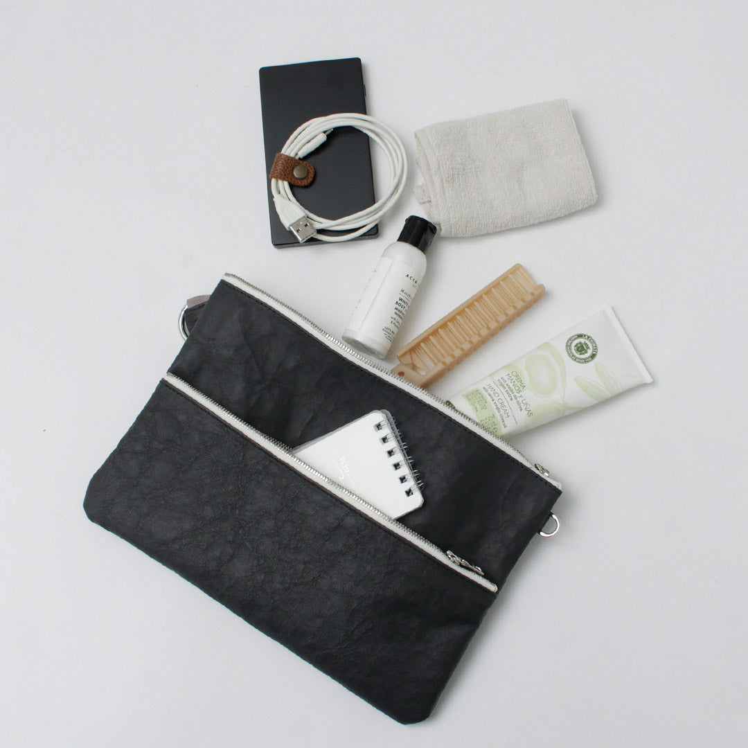 SENTI / Dyneema Leather Double Zip Pouch LL