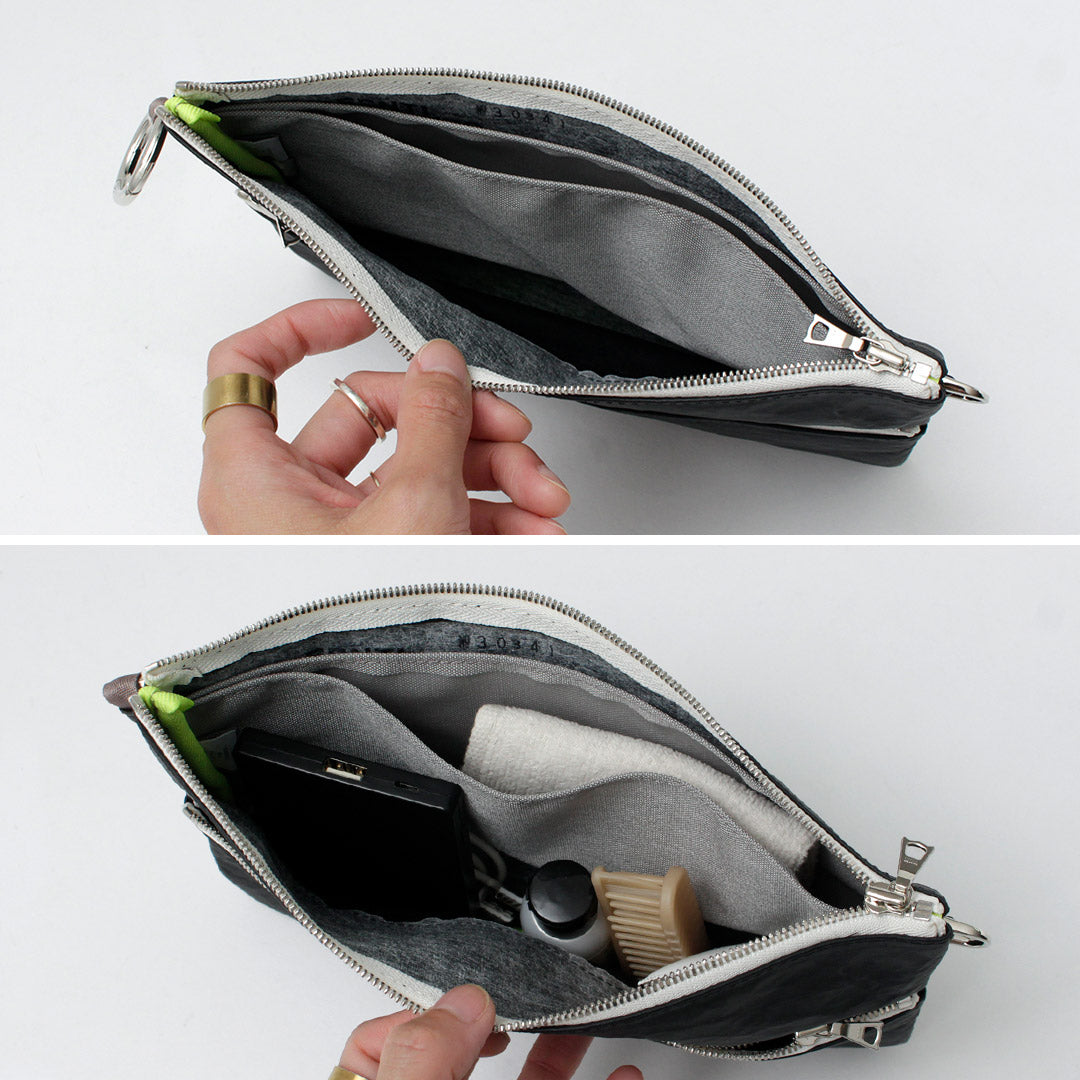 SENTI / Dyneema Leather Double Zip Pouch LL