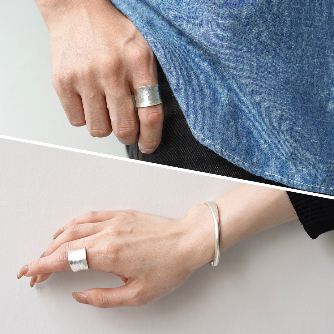 phaduA / Karen Silver Hammered Eyes Ring
