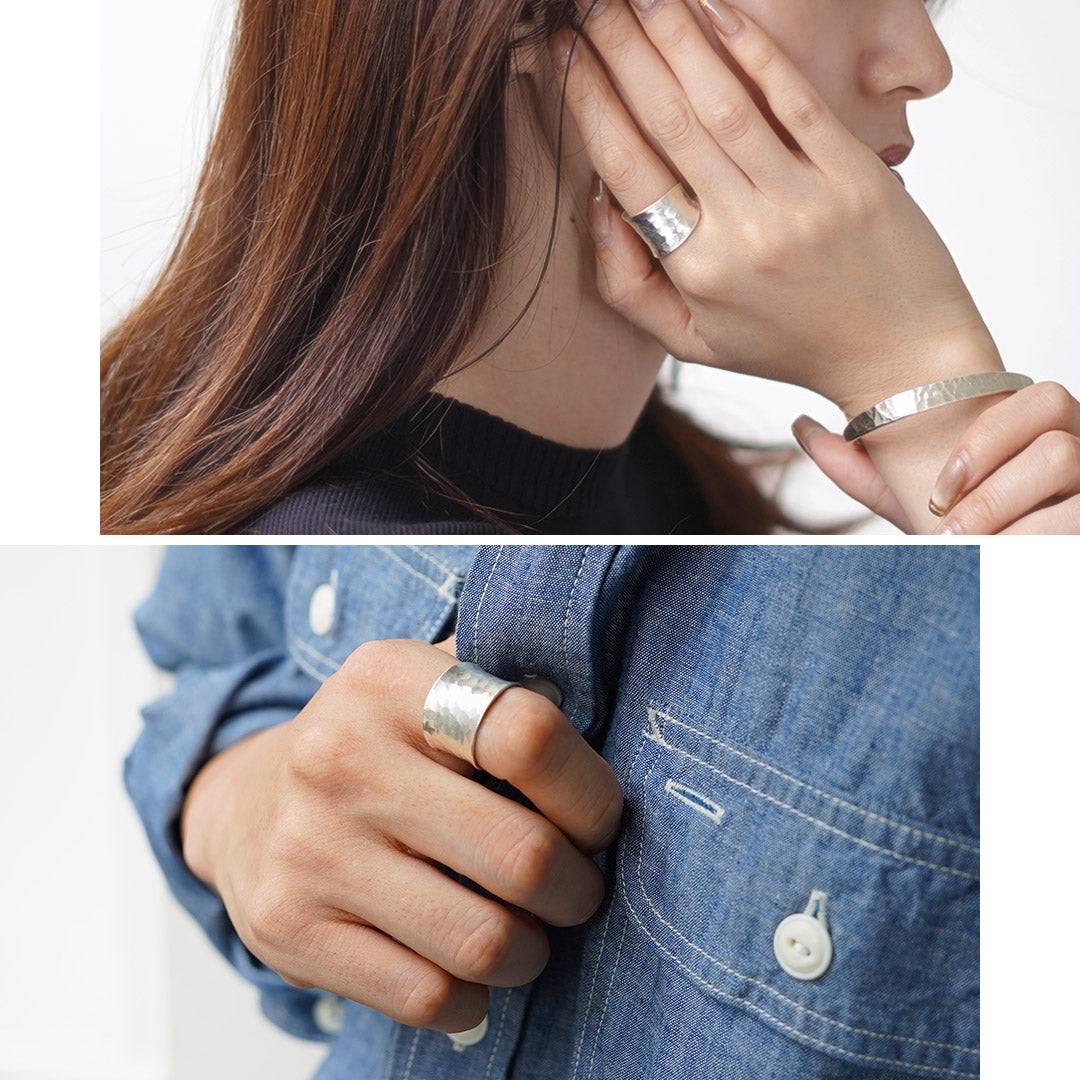 phaduA / Karen Silver Hammered Eyes Ring