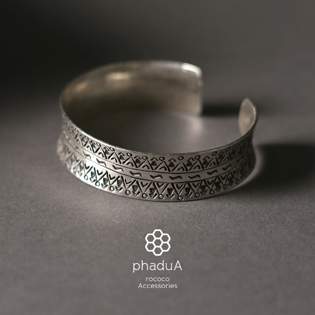 phaduA / Karen Silver Wide Bangle Mountain River