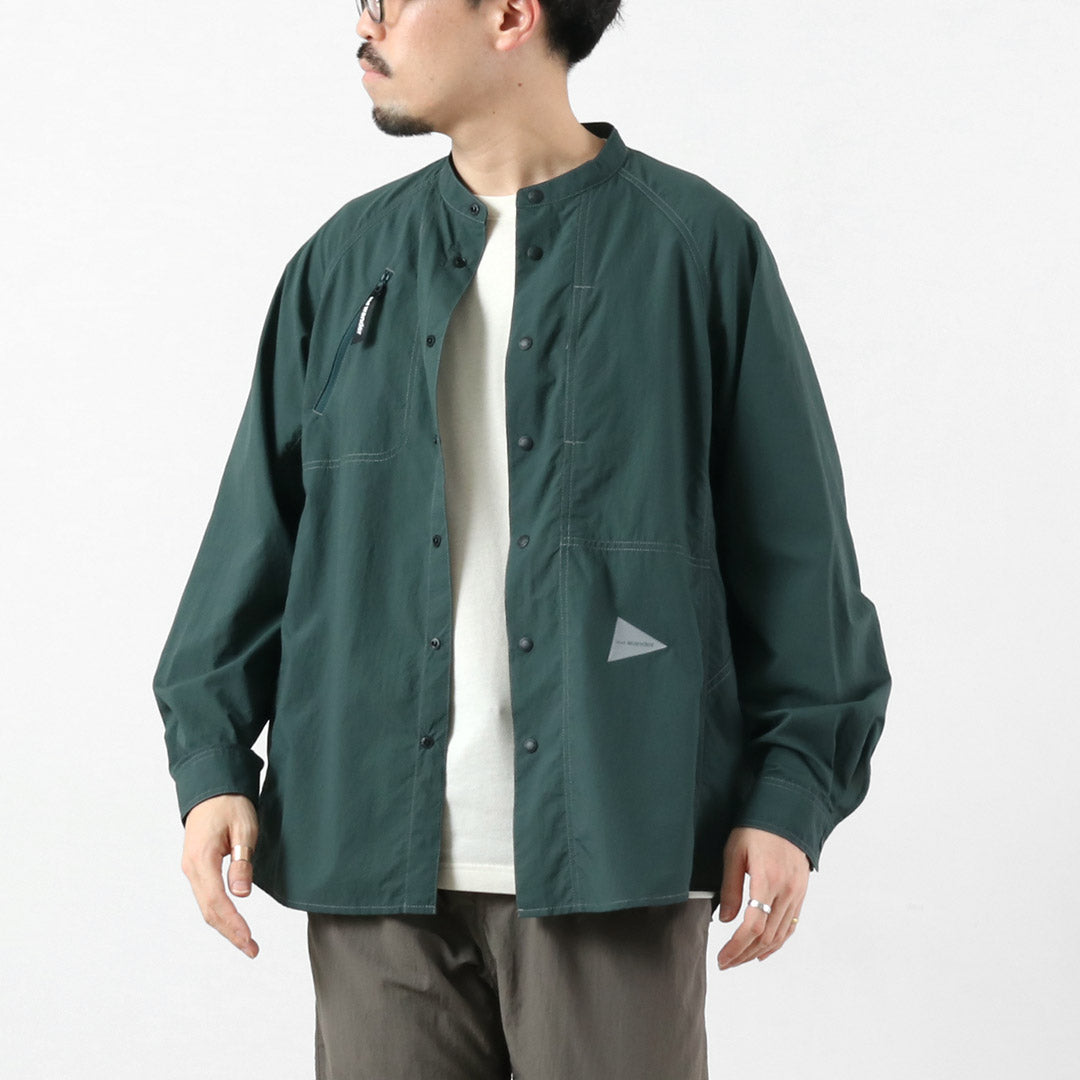 AND WANDER / Stretch Rip Band Collar Shirt