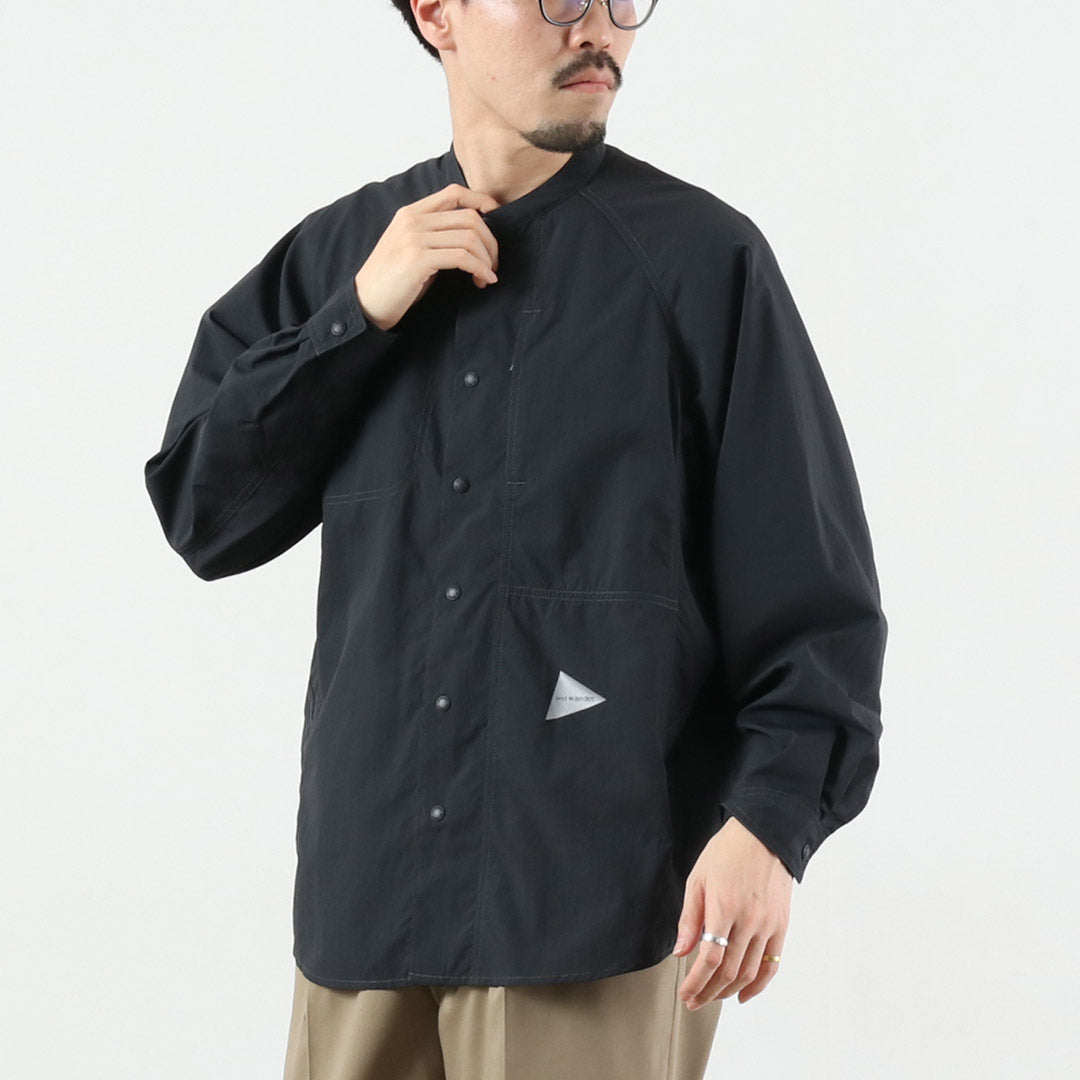 AND WANDER / Stretch Rip Band Collar Shirt