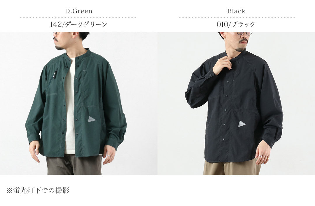 AND WANDER / Stretch Rip Band Collar Shirt