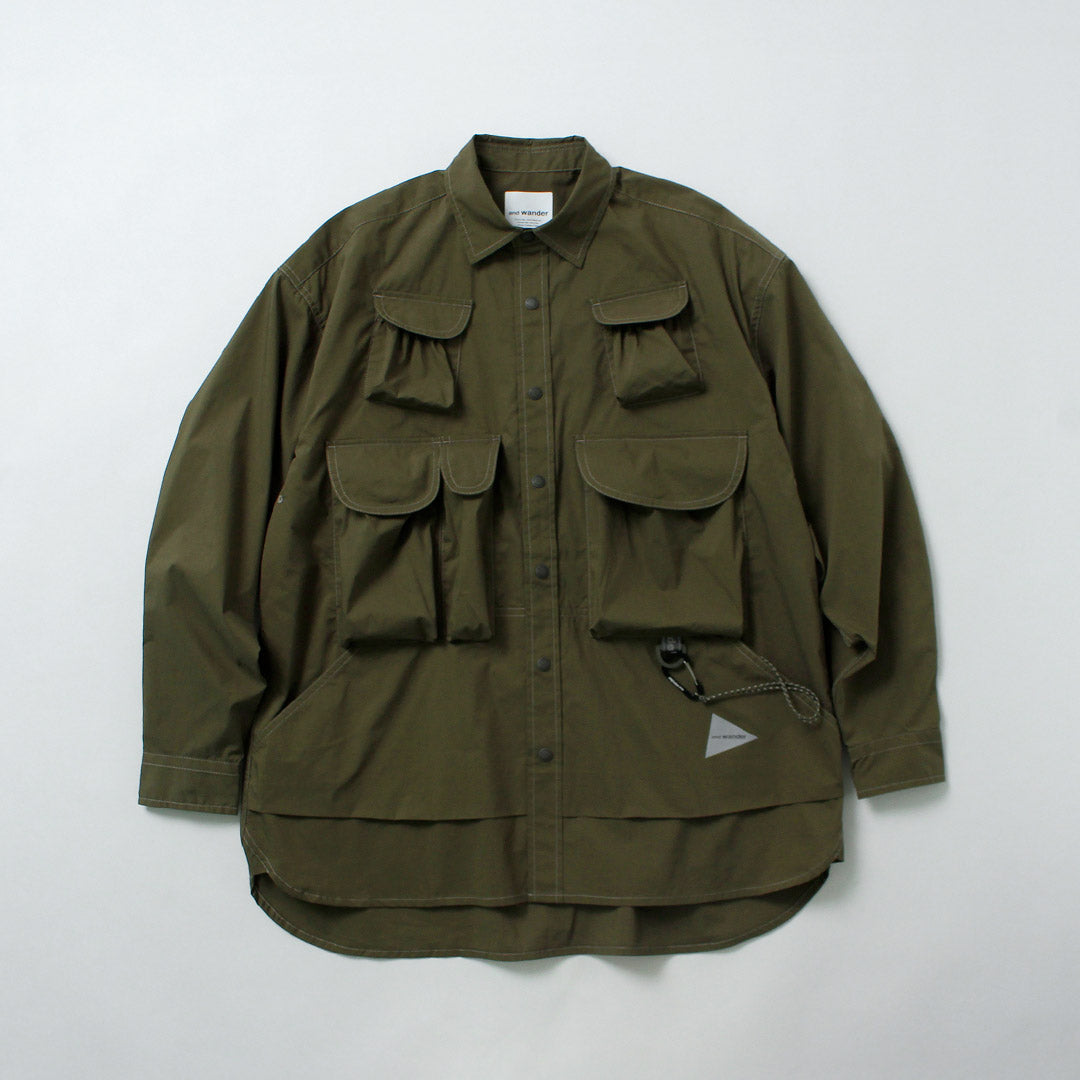 AND WANDER / Multi-Pocket Long Sleeve Shirt