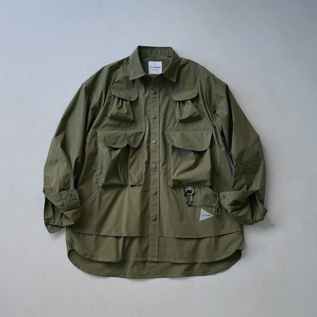 AND WANDER / Multi-Pocket Long Sleeve Shirt