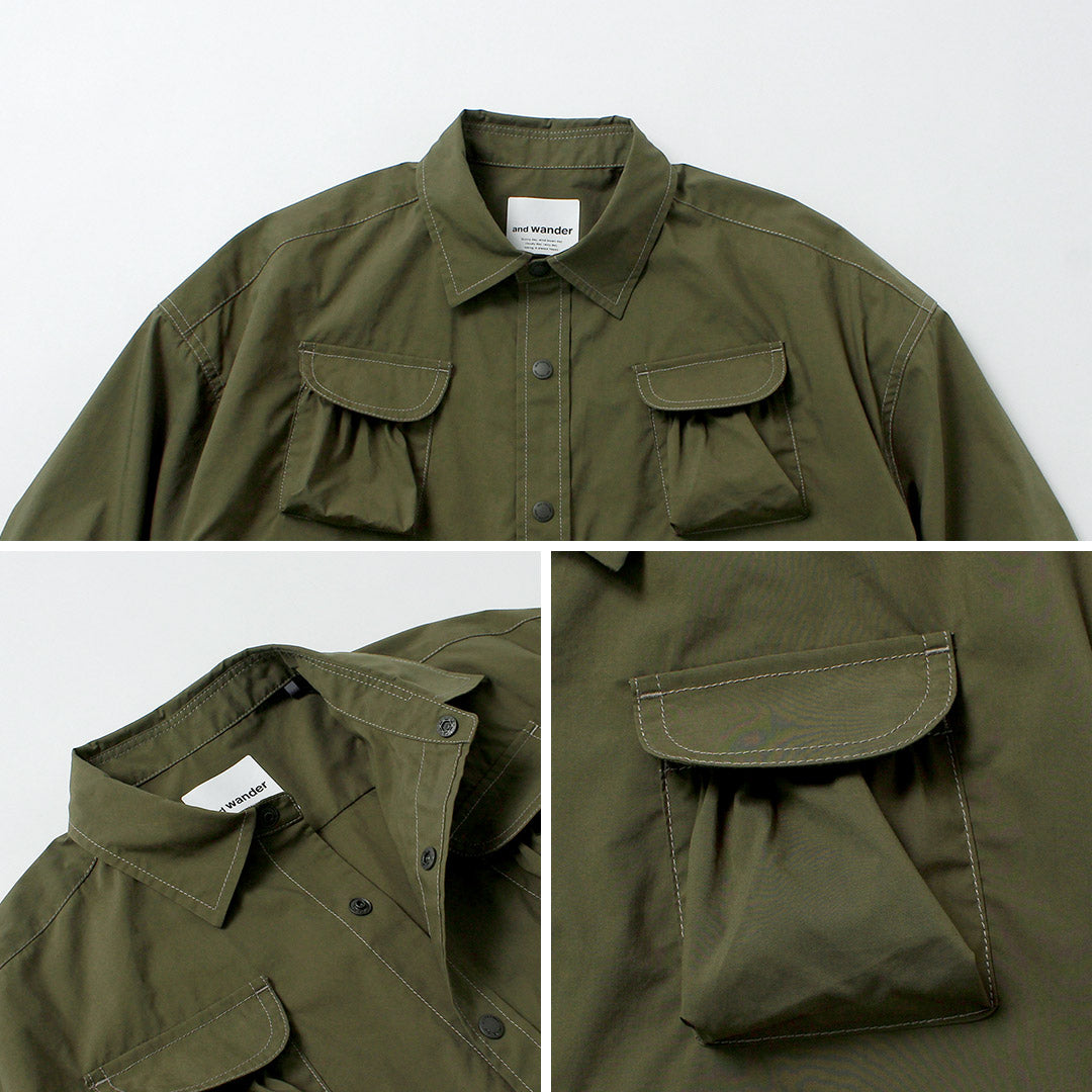 AND WANDER / Multi-Pocket Long Sleeve Shirt
