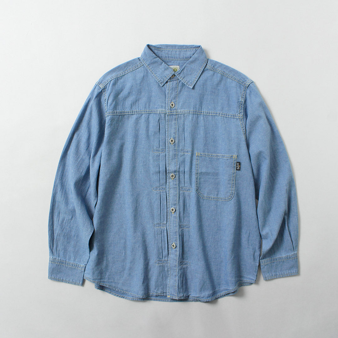 GOHEMP / Chemise de Travail Plissée, Chambray Chanvre-Coton