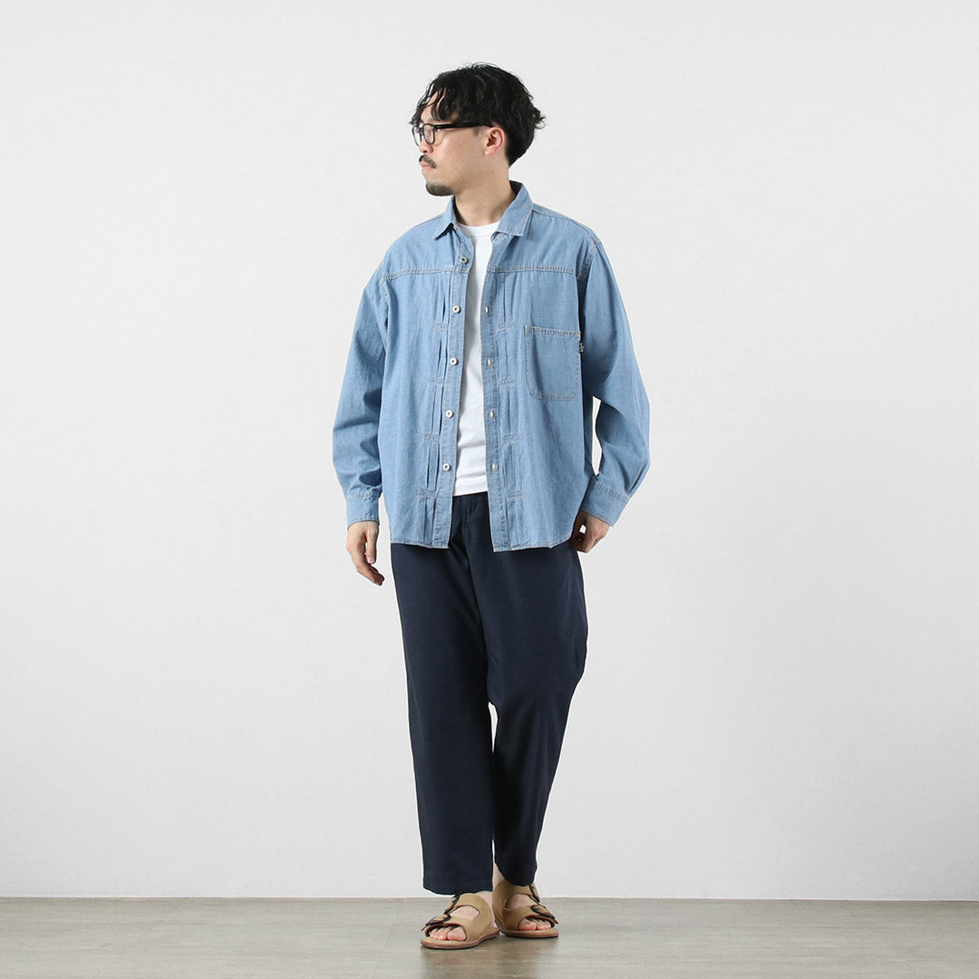 GOHEMP / Chemise de Travail Plissée, Chambray Chanvre-Coton