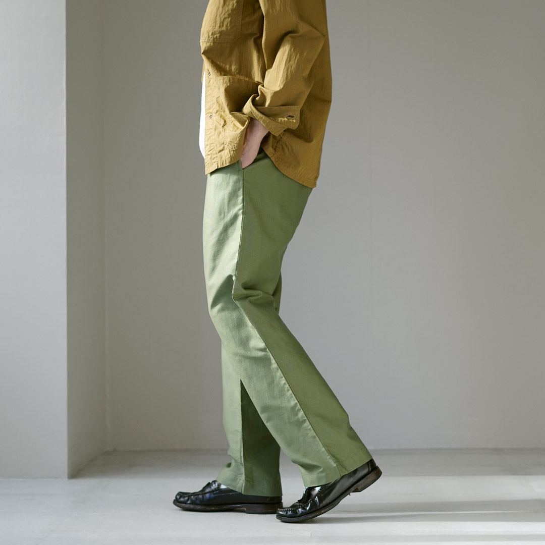 FOB FACTORY / 特殊訂單棉麻斜紋皮休閒褲