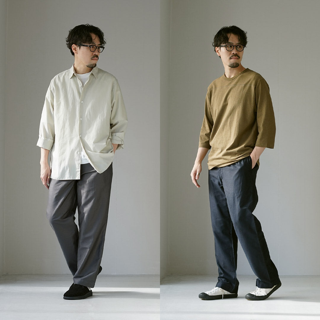 FOB FACTORY / 特殊訂單棉麻斜紋皮休閒褲