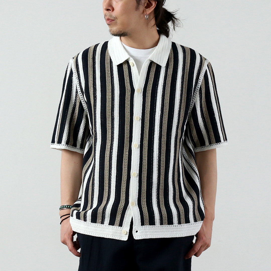 WAX LONDON / Porto Polo Shirt - Stripe Crochet