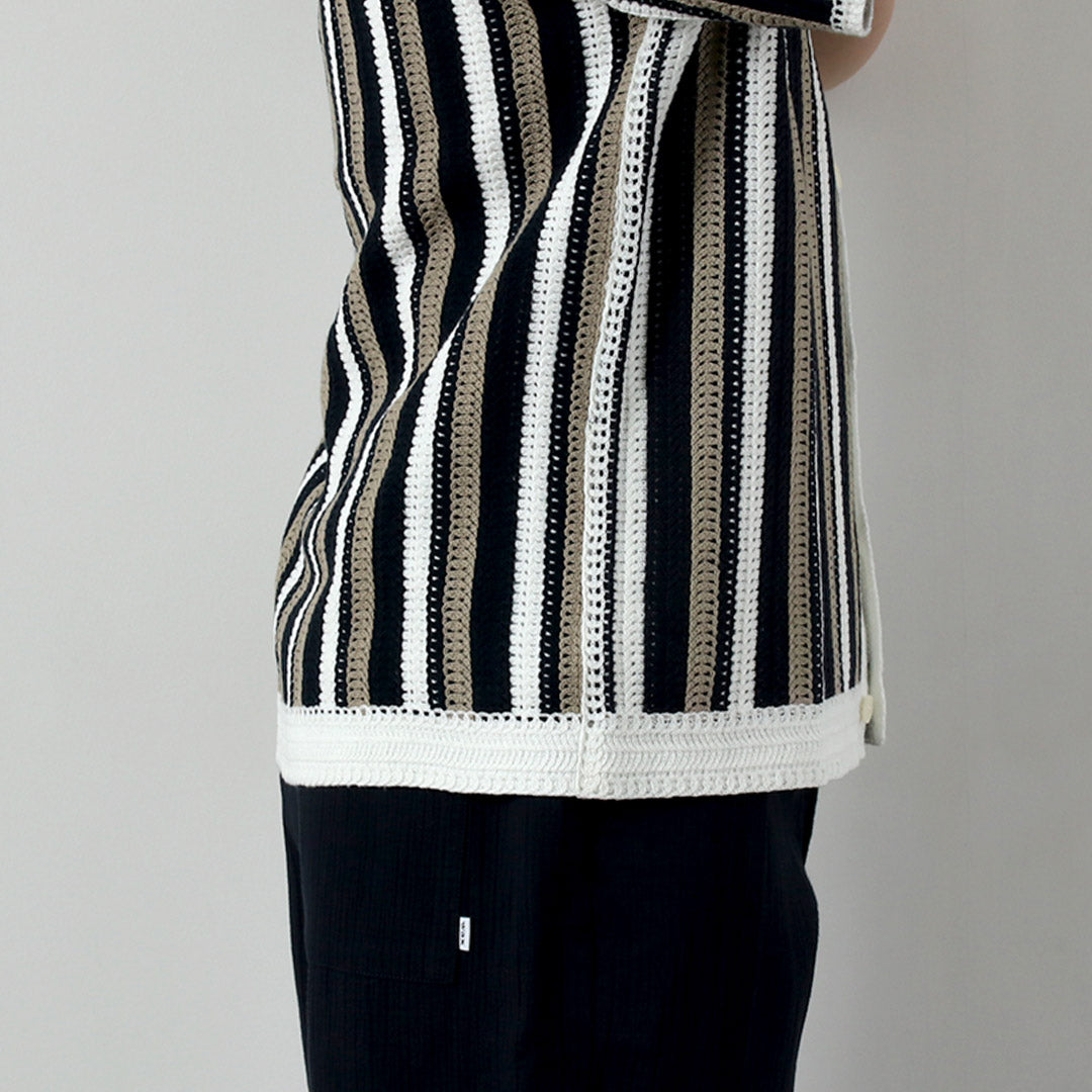 WAX LONDON / Porto Polo Shirt - Stripe Crochet