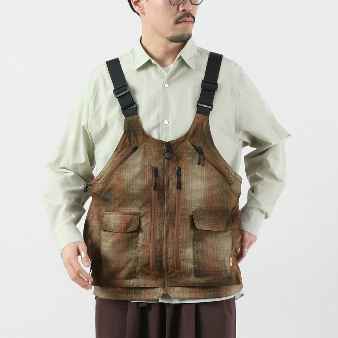 WHITE MOUNTAINEERING / 그립스와니 콜라보레이션 옴브레 체크 2-Way 기어 팩 조끼 4.0 숄더백