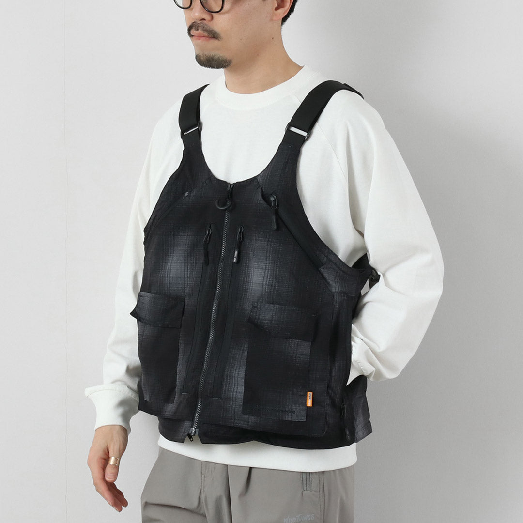 WHITE MOUNTAINEERING / 그립스와니 콜라보레이션 옴브레 체크 2-Way 기어 팩 조끼 4.0 숄더백
