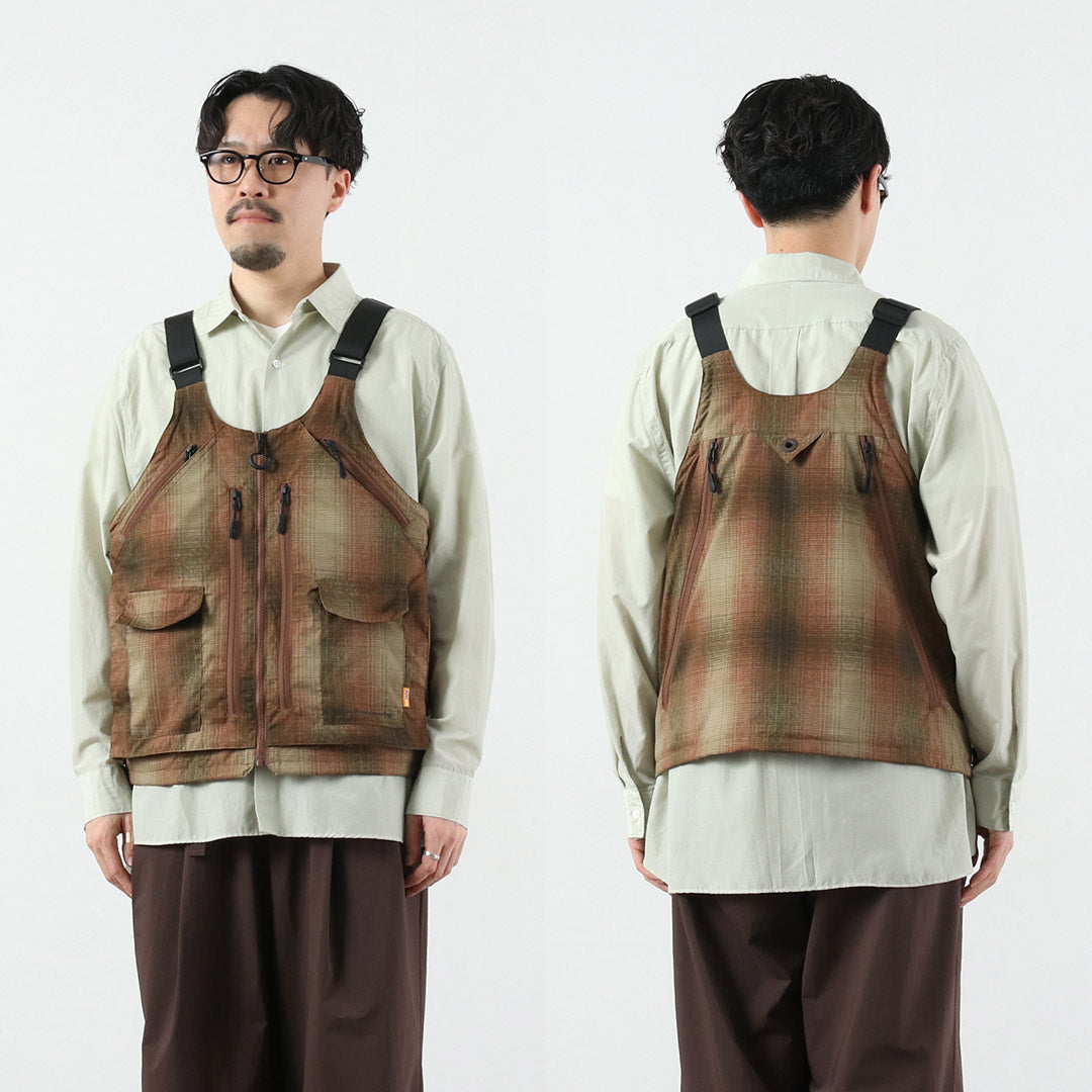 WHITE MOUNTAINEERING / 그립스와니 콜라보레이션 옴브레 체크 2-Way 기어 팩 조끼 4.0 숄더백