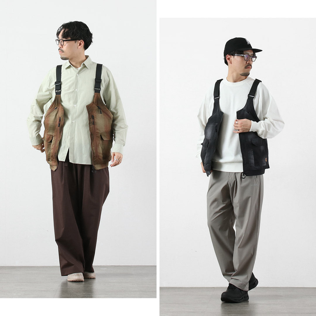 WHITE MOUNTAINEERING / 그립스와니 콜라보레이션 옴브레 체크 2-Way 기어 팩 조끼 4.0 숄더백