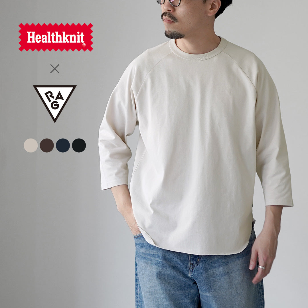 HEALTHKNIT / RAG Collaboration 3/4 Sleeve Open-End Dry Jersey Raglan Crewneck T-Shirt
