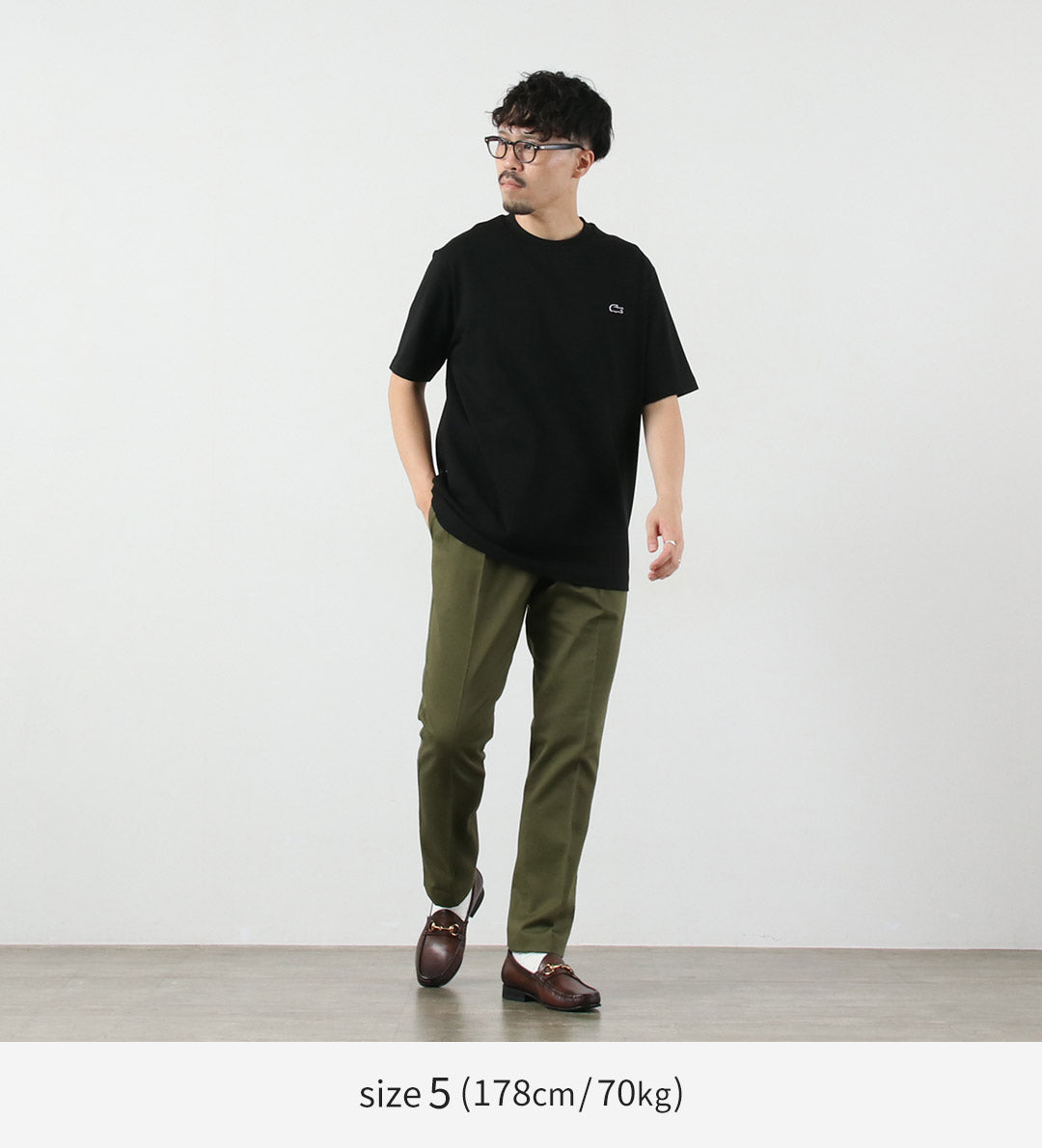LACOSTE / Outlined Crocodile Crew Neck T-Shirt