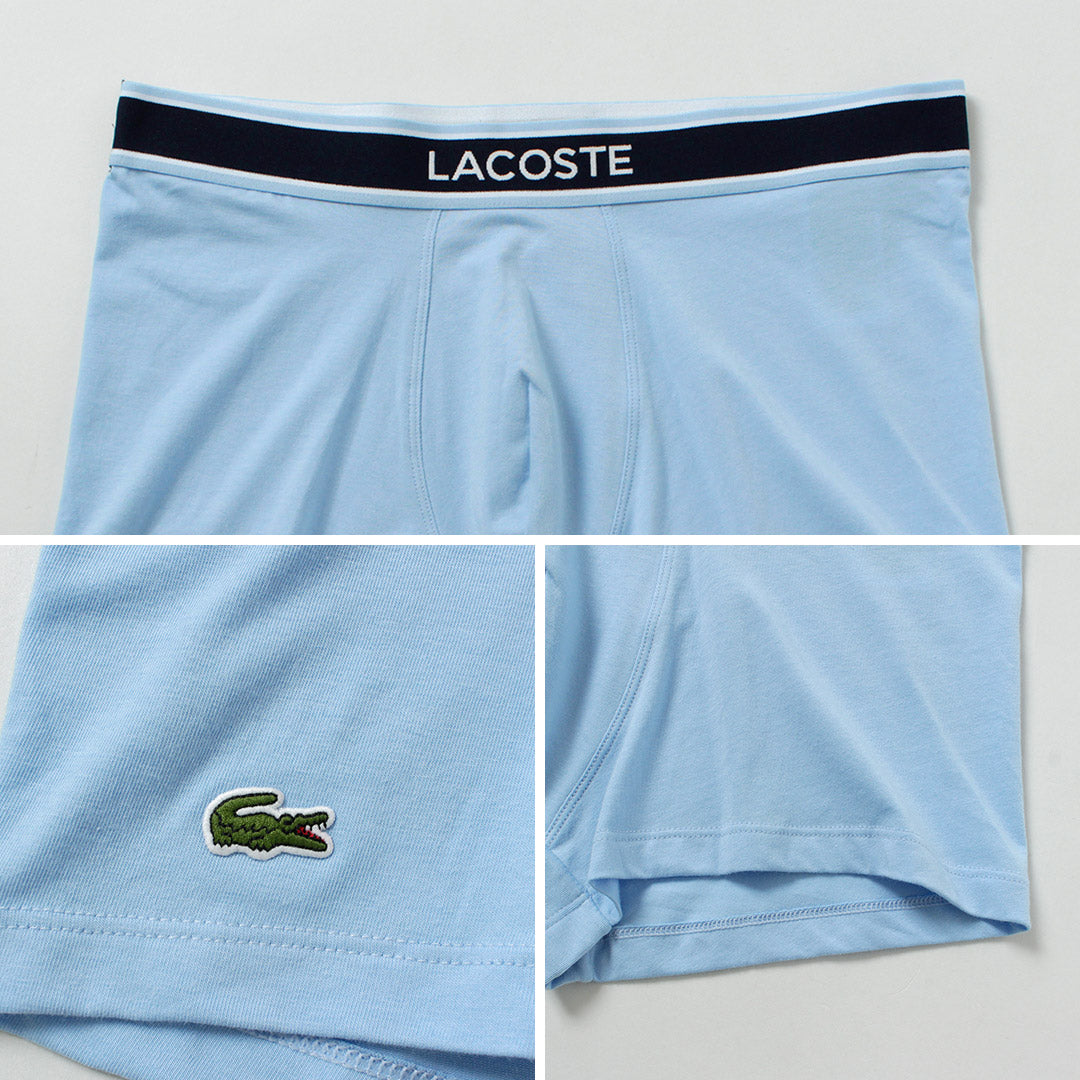 LACOSTE / Monogram and Plain 3-Pack Stretch Cotton Trunks Set