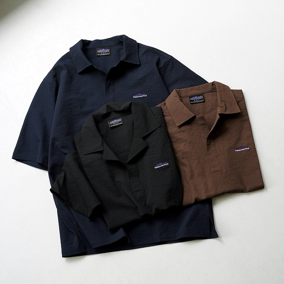 THOUSAND MILE / Chemise Skipper à manches courtes Seersucker