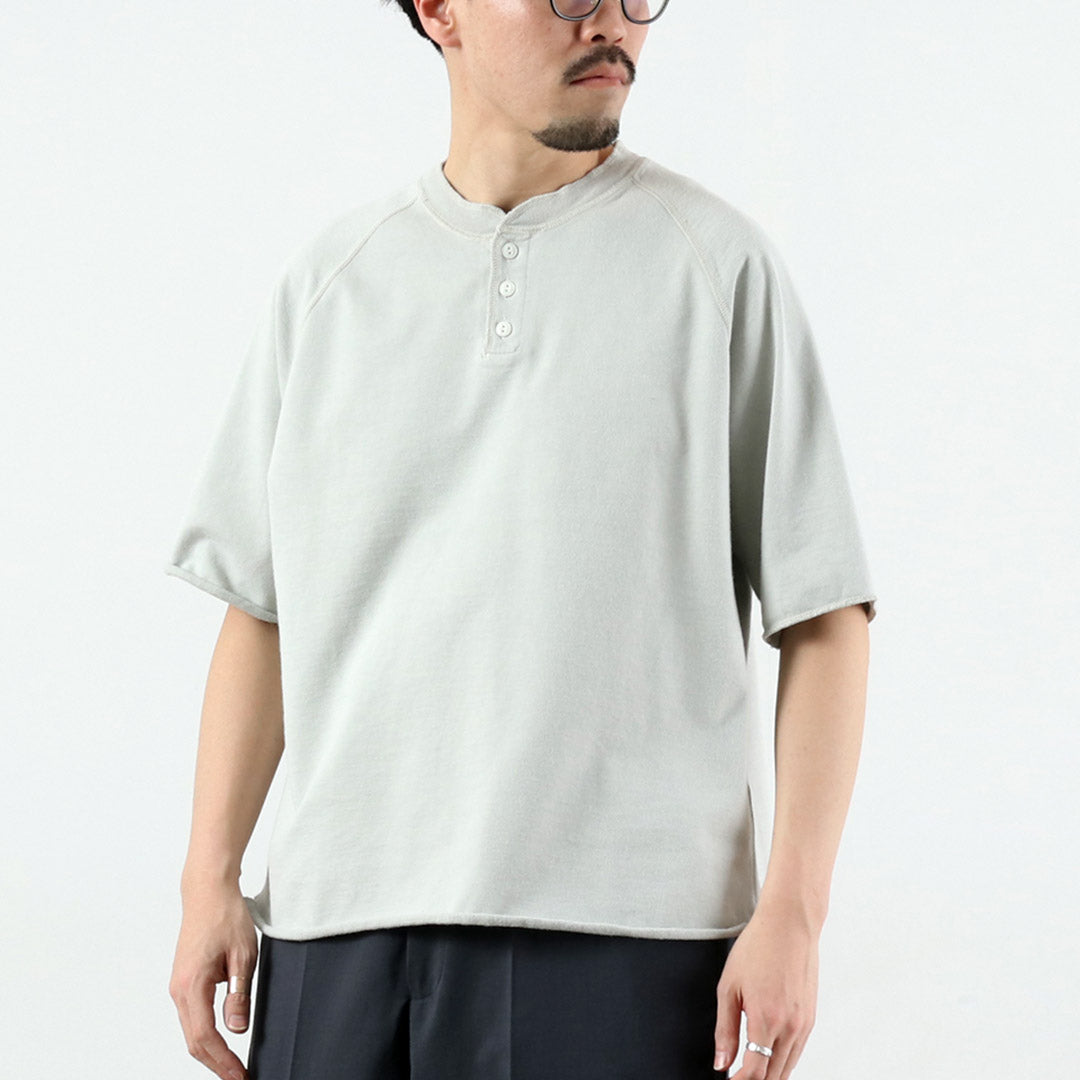 REMI RELIEF / Supima French Terry Henley Neck S/S Crew Sweatshirt